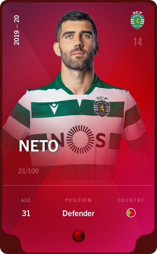 Sorare - Sorare Official - Neto 2019-20 • Rare 21/100 - NFT # 5067525888571623239890344818344637659232718755792262094172950575513434500958