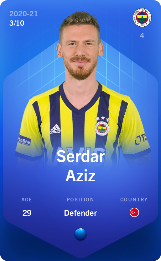 Sorare - Sorare Official - Serdar Aziz 2020-21 • Super Rare 3/10 - NFT # 52085791381079015849001966273696273745089639801714759044227399187907851402634