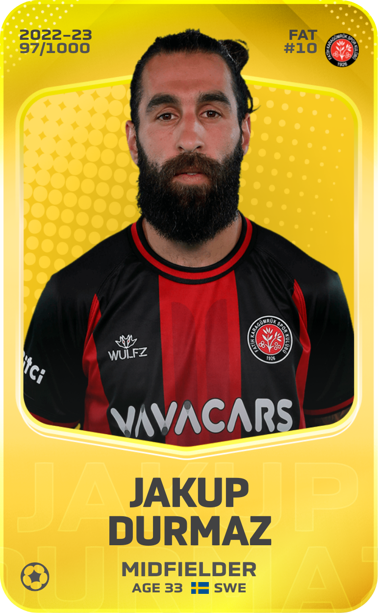 Sorare - Sorare Official - Jakup Durmaz 2022-23 • Limited 97/1000 - NFT # 59640458218447756610482929848367558735456296167562726277481091871714633335492