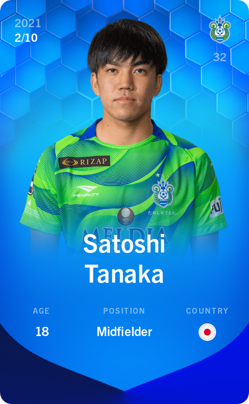 Sorare - Sorare Official - Satoshi Tanaka 2021-22 • Super Rare 2/10 - NFT # 83191989801585682682471775769464748818913637992164944040718539149438245147533