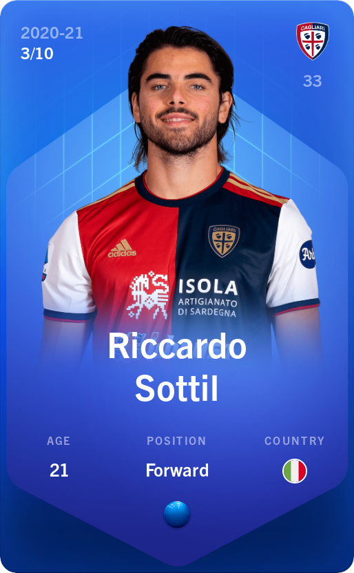Sorare - Sorare Official - Riccardo Sottil 2020-21 • Super Rare 3/10 - NFT # 105755234608056740234048463591881062985160944591401459255010128132031124137577