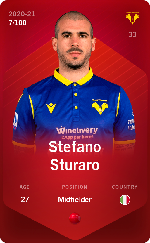 Sorare - Sorare Official - Stefano Sturaro 2020-21 • Rare 7/100 - NFT # 75265606668644509594189822831027959541002968929669065972437015239329510831024