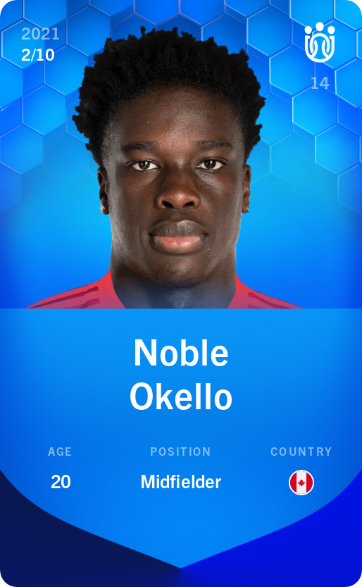Sorare - Sorare Official - Noble Okello 2021-22 • Super Rare 2/10 - NFT # 92708895649212517512107511709381818619170179809792741342680383508107717259533