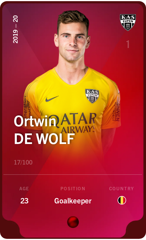 Sorare - Sorare Official - Ortwin De Wolf 2019-20 • Rare 17/100 - NFT # 8191506153804587238957349627324403490844250619216146093110824413867872406300