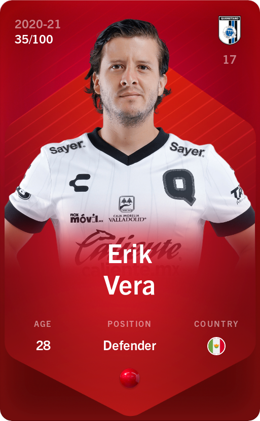 Sorare - Sorare Official - Erik Vera 2020-21 • Rare 35/100 - NFT # 92507885140777636606826885806249977326613042464769801753959103778058102148704