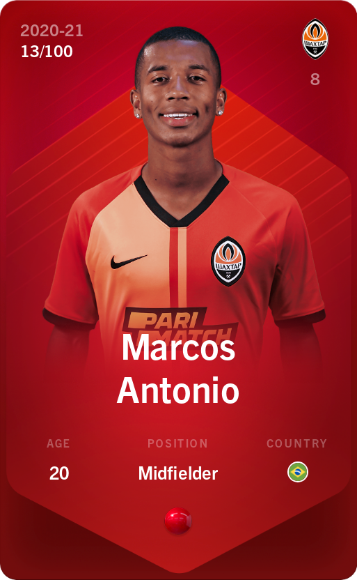 Sorare - Sorare Official - Marcos Antonio 2020-21 • Rare 13/100 - NFT # 80747042894255491195713852766592609727125576687867888001202035949075734136191