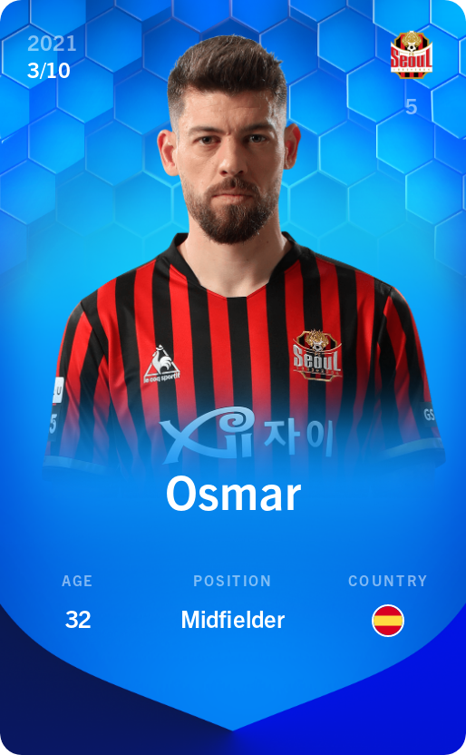 Sorare - Sorare Official - Osmar 2021-22 • Super Rare 3/10 - NFT # 57032183906633656780032803430366104729266687936482769623742541882532435007244