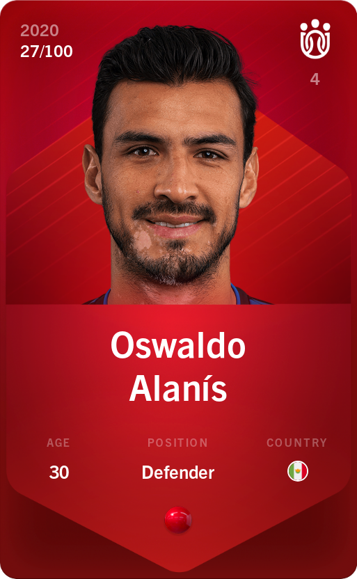 Sorare - Sorare Official - Oswaldo Alanís 2020-21 • Rare 27/100 - NFT # 94934094251436233218554101332962298459094199517631553302855095495643870779477