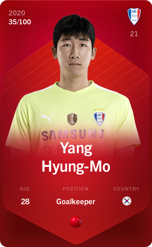 Sorare - Sorare Official - Yang Hyung-Mo 2020-21 • Rare 35/100 - NFT # 3925356992986502126628244393281784020369731203093863767882504122638792373554