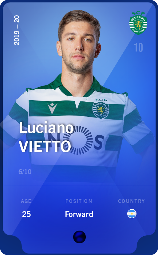 Sorare - Sorare Official - Luciano Vietto 2019-20 • Super Rare 6/10 - NFT # 71169961004822628231345397228021123195589791169123981407970720985399840252865