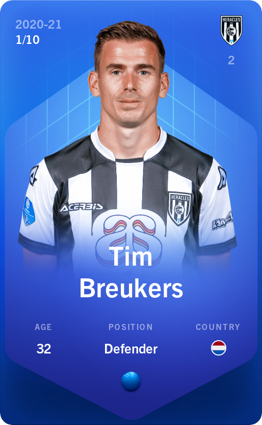 Sorare - Sorare Official - Tim Breukers 2020-21 • Super Rare 1/10 - NFT # 87786612962078861473437077080760619108660714375465292880724261979342868269179