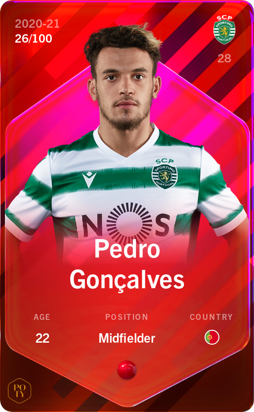 Sorare - Sorare Official - Pedro Gonçalves 2020-21 • Rare 26/100 - NFT # 81818854239748257251893391846589188077919787360325048429493904028694630806577