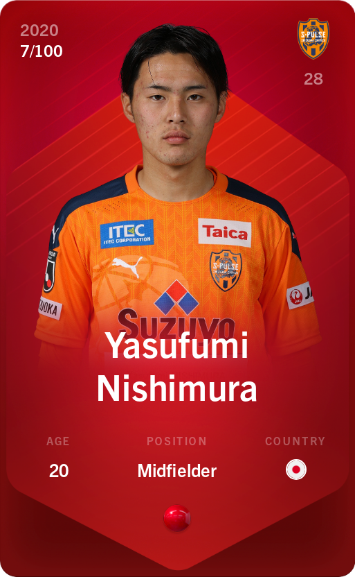 Sorare - Sorare Official - Yasufumi Nishimura 2020-21 • Rare 7/100 - NFT # 64197911488395920145645772775925659242066419102371082288298945877336069642323