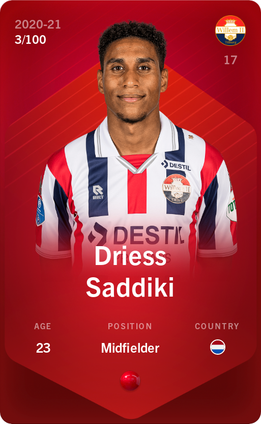 Sorare - Sorare Official - Driess Saddiki 2020-21 • Rare 3/100 - NFT # 7171750319294613252469090779812781029839809760414303472079369974116934905697