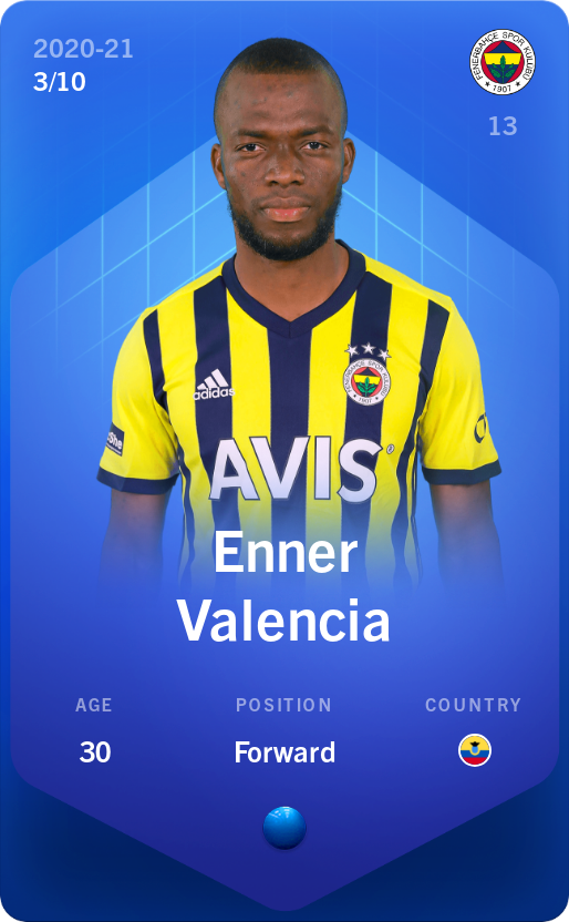 Sorare - Sorare Official - Enner Valencia 2020-21 • Super Rare 3/10 - NFT # 86696124246405076034619880184598302343280972527200457111564359814698939479439
