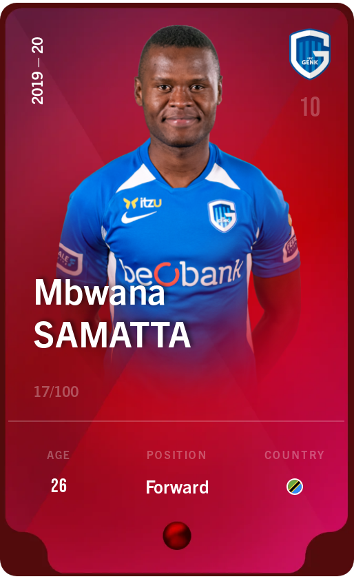 Sorare - Sorare Official - Mbwana Samatta 2019-20 • Rare 17/100 - NFT # 83114033973310173229198202780589785964676533322275067475512901294795499908863