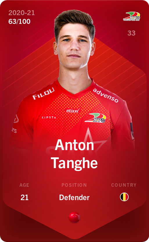 Sorare - Sorare Official - Anton Tanghe 2020-21 • Rare 63/100 - NFT # 78097974234972140146362355717940114481222552790607698116227075047087386065815