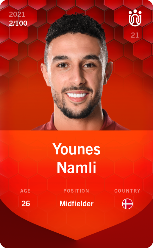 Sorare - Sorare Official - Younes Namli 2021-22 • Rare 2/100 - NFT # 33496839843231684760841742200992575352525531056517188248004031429462128243114