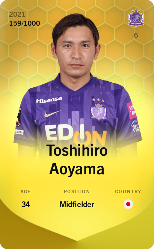 Sorare - Sorare Official - Toshihiro Aoyama 2021-22 • Limited 159/1000 - NFT # 79284398770150489707306614575300289923578424191691524231129141980740926086508