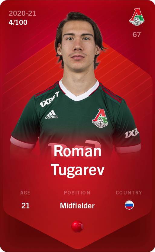 Sorare - Sorare Official - Roman Tugarev 2020-21 • Rare 4/100 - NFT # 75636458155189319971997670452308485326770298352955531692116690576371620566388