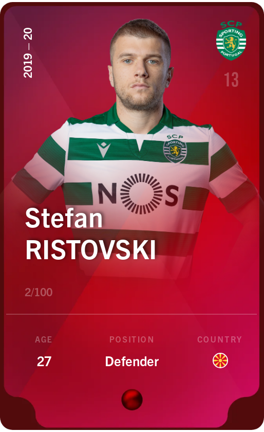 Sorare - Sorare Official - Stefan Ristovski 2019-20 • Rare 2/100 - NFT # 114867534336769342239364331170652451031412037134053895095910975517758686524987