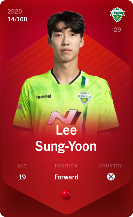 Sorare - Sorare Official - Lee Sung-Yoon 2020-21 • Rare 14/100 - NFT # 84728046067269542675705991876840497293398674898698197058342694391540293843657
