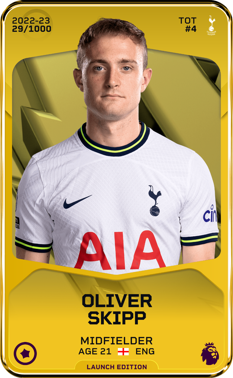 Sorare - Sorare Official - Oliver Skipp 2022-23 • Limited 29/1000 - NFT # 6484751105003803602467498956045667612020751329955233073325999245725254845140