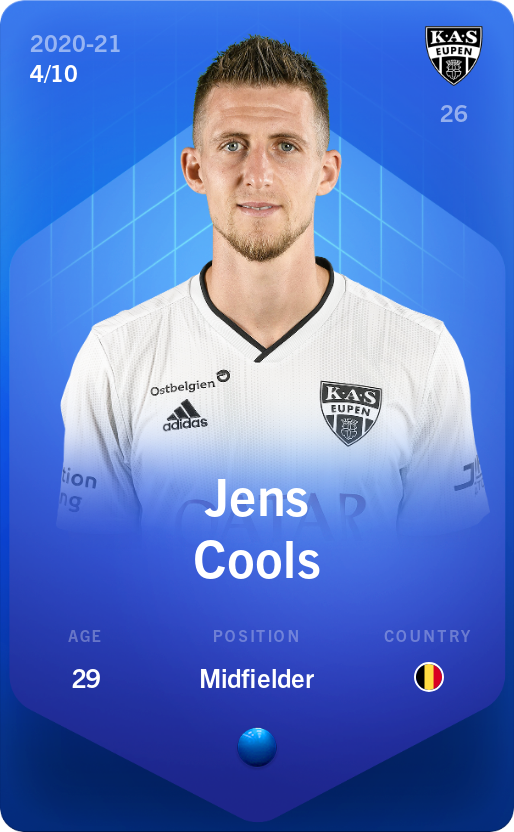 Sorare - Sorare Official - Jens Cools 2020-21 • Super Rare 4/10 - NFT # 4102190213402233173757180272060836415337545816780957313300515978043846584199