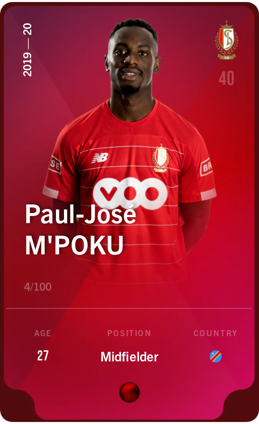 Sorare - Sorare Official - Paul-José M'Poku 2019-20 • Rare 4/100 - NFT # 115331470383474707231512048921328318484666364704113588668318071454917892365643