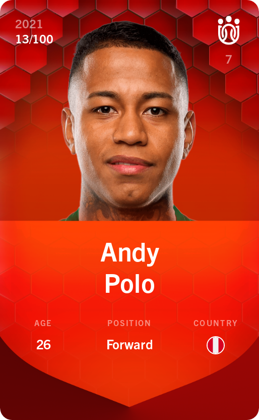 Sorare - Sorare Official - Andy Polo 2021-22 • Rare 13/100 - NFT # 10147921926291298781264841726603372952387506754344375271190419538430882404712