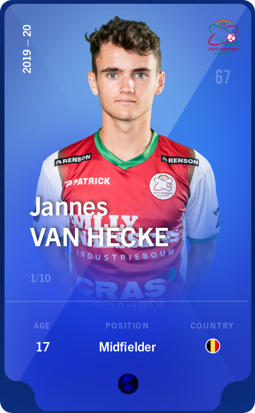Sorare - Sorare Official - Jannes Van Hecke 2019-20 • Super Rare 1/10 - NFT # 34923237222116876688660114311709629873080667411668114844533797883742970786798