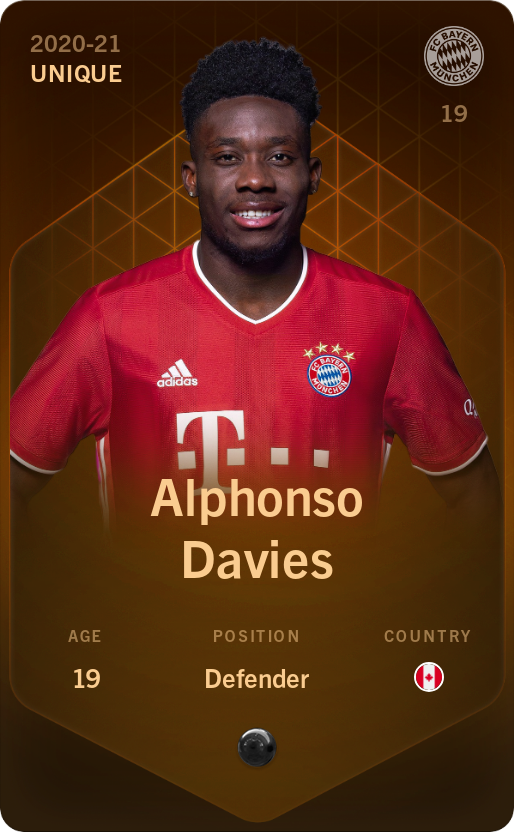 Sorare - Sorare Official - Alphonso Davies 2020-21 • Unique - NFT # 32903279970697253146520595114237644052598338068953687652431251097646117276425