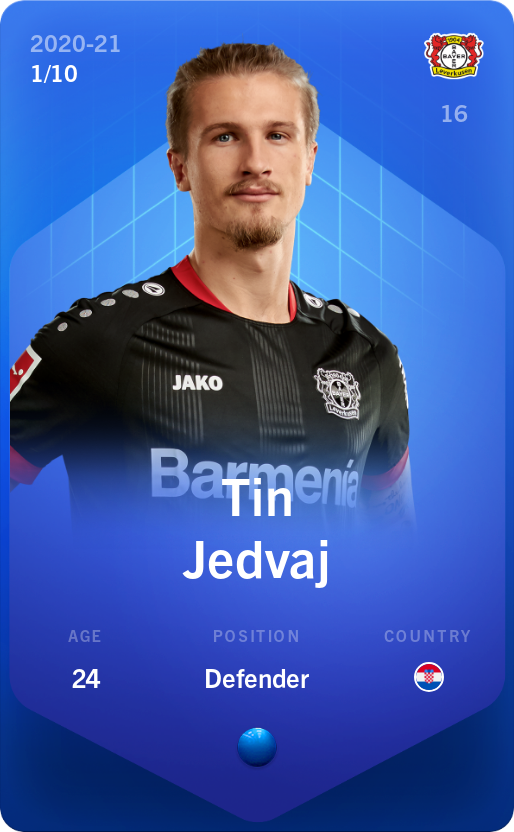 Sorare - Sorare Official - Tin Jedvaj 2020-21 • Super Rare 1/10 - NFT # 109962429408005695242293247191363463703943695728966721941011870431343676346143