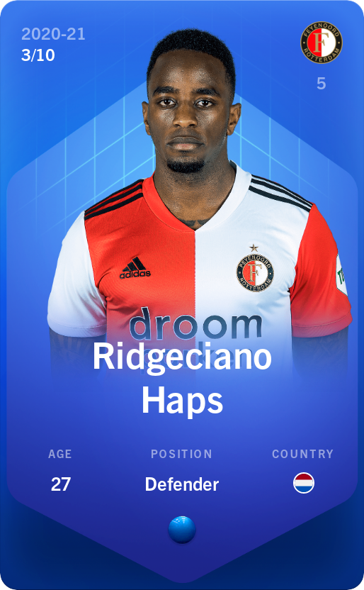 Sorare - Sorare Official - Ridgeciano Haps 2020-21 • Super Rare 3/10 - NFT # 98160387776687803827623998813715597881306438007021114453892582871667767953405