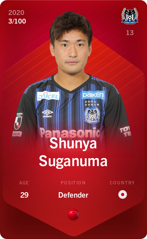 Sorare - Sorare Official - Shunya Suganuma 2020-21 • Rare 3/100 - NFT # 79536094719223214367953910199709679768685195121233708176316219177458418751563
