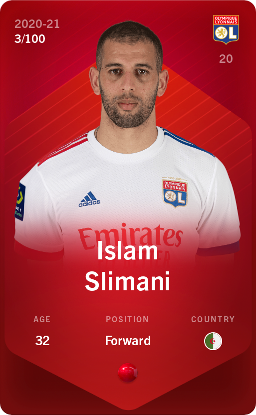 Sorare - Sorare Official - Islam Slimani 2020-21 • Rare 3/100 - NFT # 96047797983429952833260080492823951464721963246339343355742208902410964864231