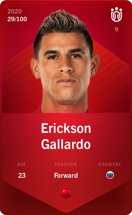 Sorare - Sorare Official - Erickson Gallardo 2020-21 • Rare 29/100 - NFT # 113488954076062942768846838517642674074567994886848881851112028970989680913031
