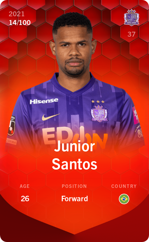 Sorare - Sorare Official - Junior Santos 2021-22 • Rare 14/100 - NFT # 114142128175990042391327068305714685770516269978475727542953941005153396235394