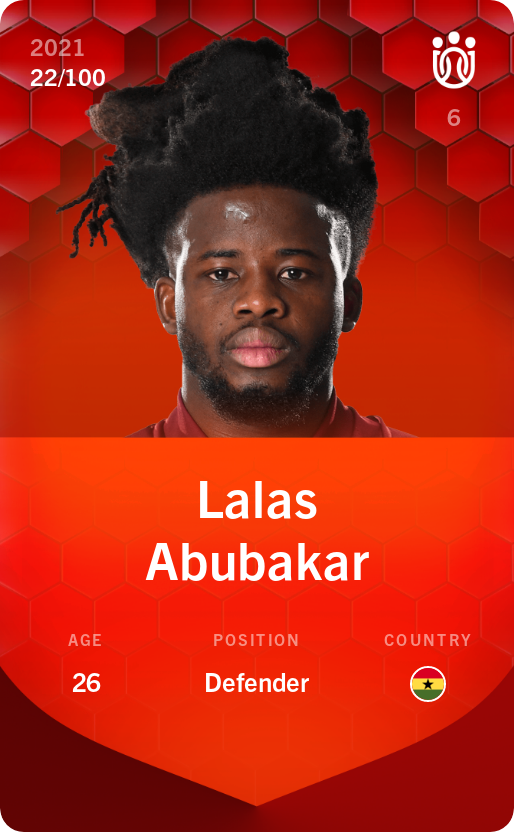 Sorare - Sorare Official - Lalas Abubakar 2021-22 • Rare 22/100 - NFT # 47616254823722441593549443529685762250524702957966380290825447312059723354751