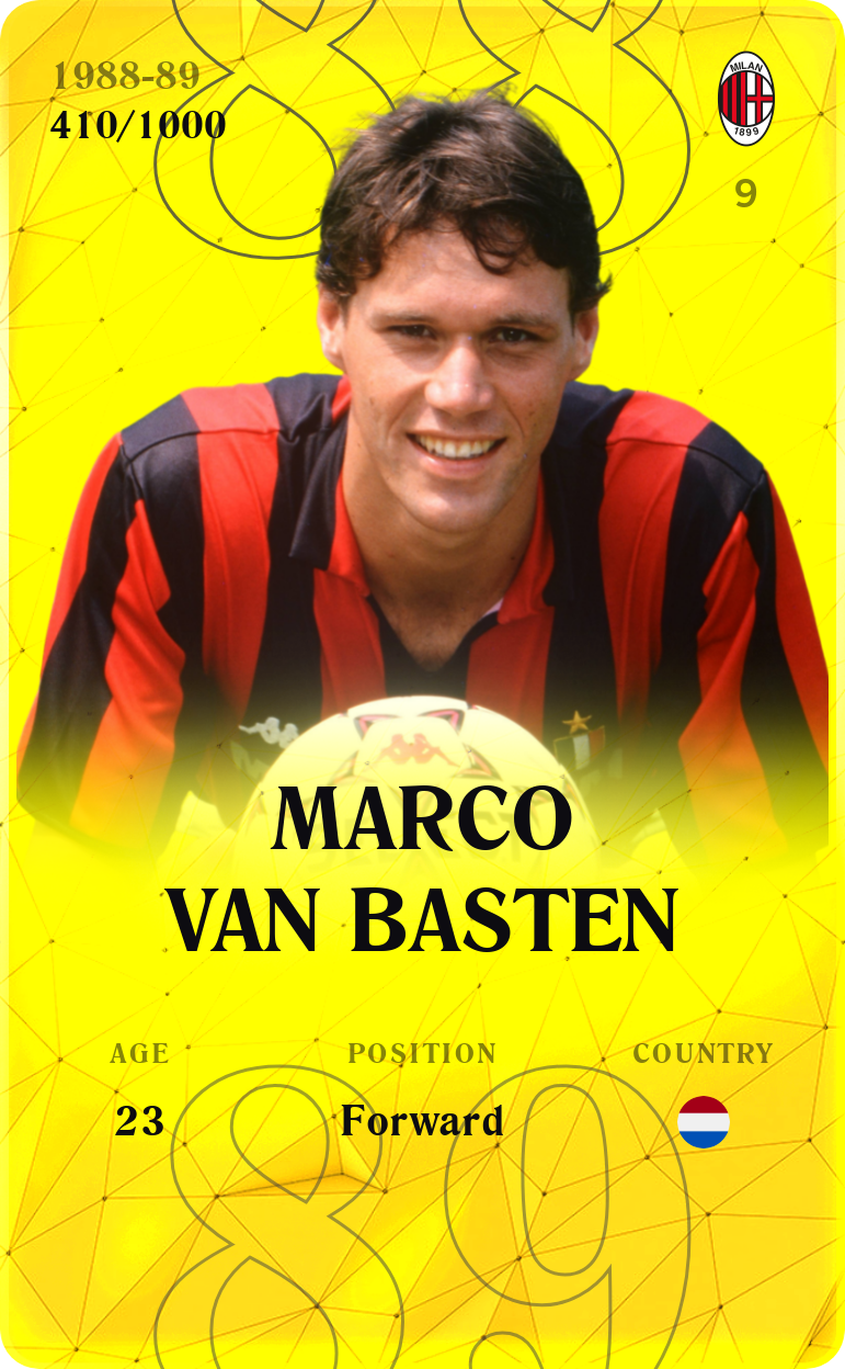 Sorare - Sorare Official - Marco van Basten 1988-89 • Limited 410/1000 - NFT # 58958283450577686573867369930618622364325810026606766734847747731971429951970