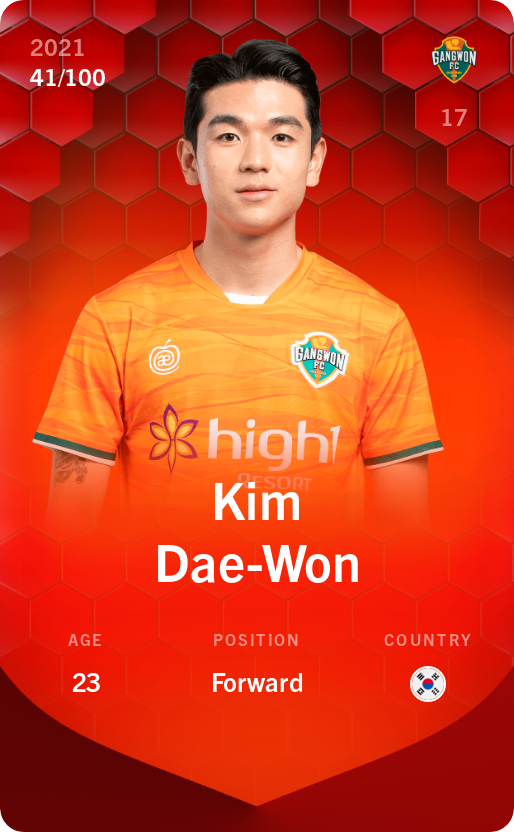 Sorare - Sorare Official - Kim Dae-Won 2021-22 • Rare 41/100 - NFT # 5949654999064363503904649109122786701615053894738378977136015848362676594319