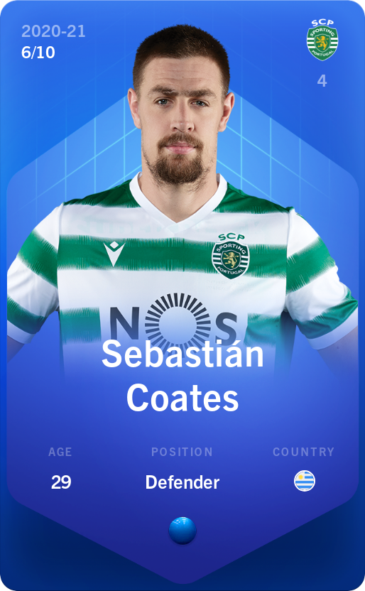 Sorare - Sorare Official - Sebastián Coates 2020-21 • Super Rare 6/10 - NFT # 65726579674451921632409417293897040642001190401037942762323763628478505583316
