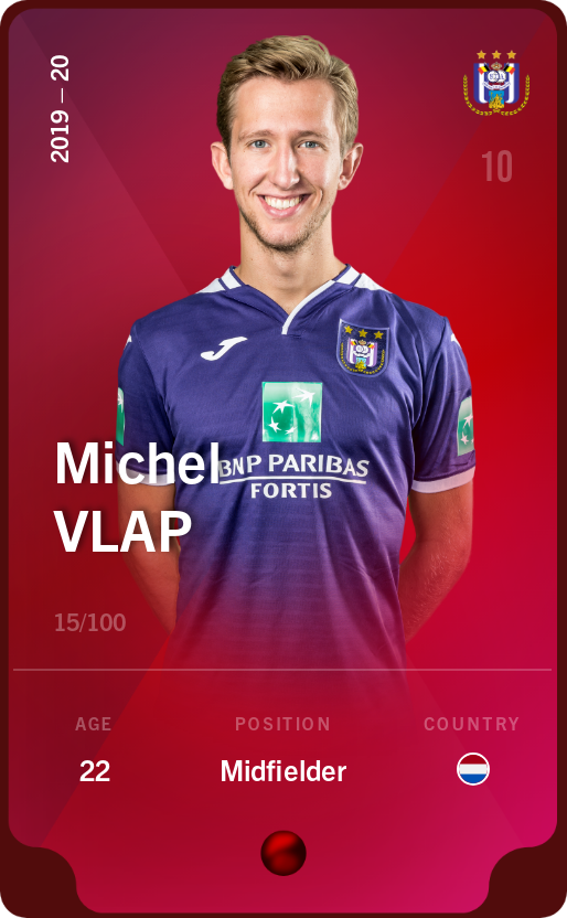 Sorare - Sorare Official - Michel Vlap 2019-20 • Rare 15/100 - NFT # 31529504098672724487262112097486568258957476079521084507538575417287666516329