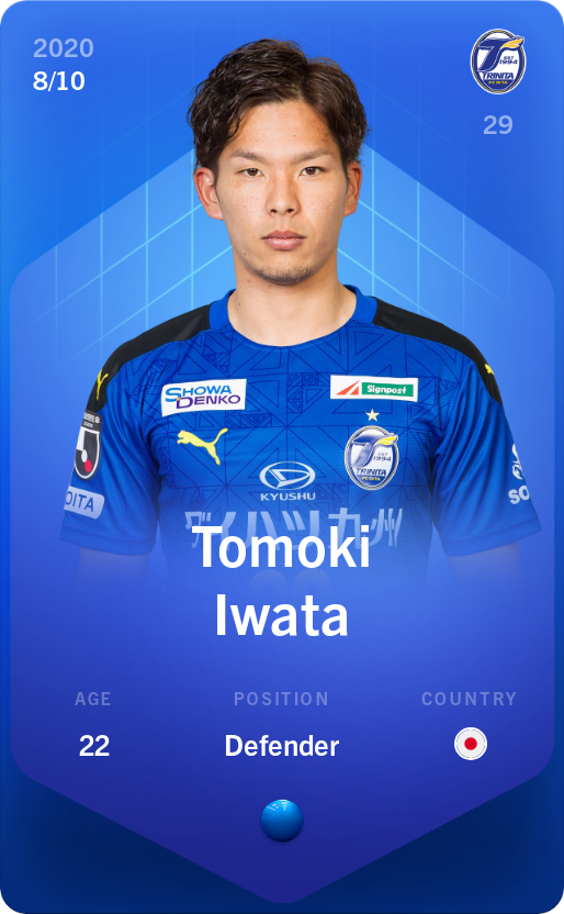 Sorare - Sorare Official - Tomoki Iwata 2020-21 • Super Rare 8/10 - NFT # 105362707213215108586020254267610397066613412502686429112375528597116045538701