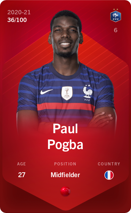 Sorare - Sorare Official - Paul Pogba 2020-21 • Rare 36/100 - NFT # 34555396864741681358536712667633082227395715234928831865965444152803124143723