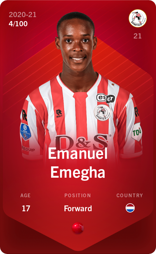 Sorare - Sorare Official - Emanuel Emegha 2020-21 • Rare 4/100 - NFT # 74569912367589036254978618869211860038179103453344911292826620476363328092925