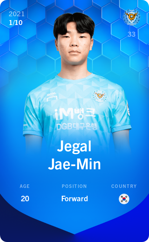 Sorare - Sorare Official - Jegal Jae-Min 2021-22 • Super Rare 1/10 - NFT # 24984059817111374922517811497554360774253608039007760462307416212321588957321