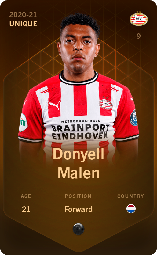 Sorare - Sorare Official - Donyell Malen 2020-21 • Unique - NFT # 5576006381242959904231253347938441059721873220258150190023363030099308634842