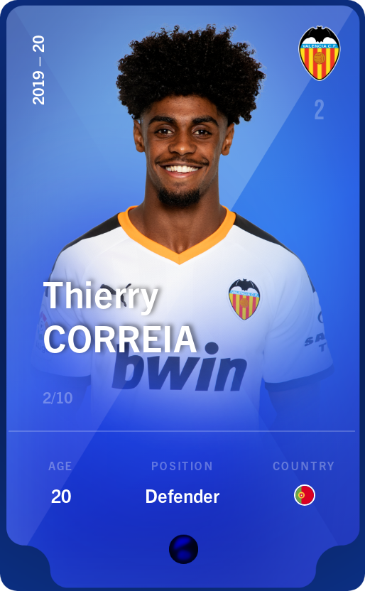 Sorare - Sorare Official - Thierry Correia 2019-20 • Super Rare 2/10 - NFT # 79301917460462917228286223240437560601183436986772876810486089027539822690285