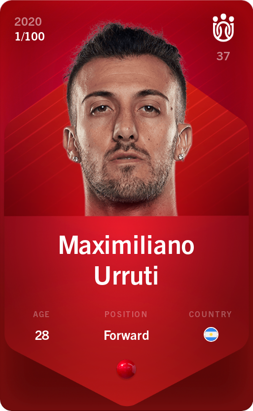 Sorare - Sorare Official - Maximiliano Urruti 2020-21 • Rare 1/100 - NFT # 61184391121156396804021279849574623907317534041291992314960748967033993473906